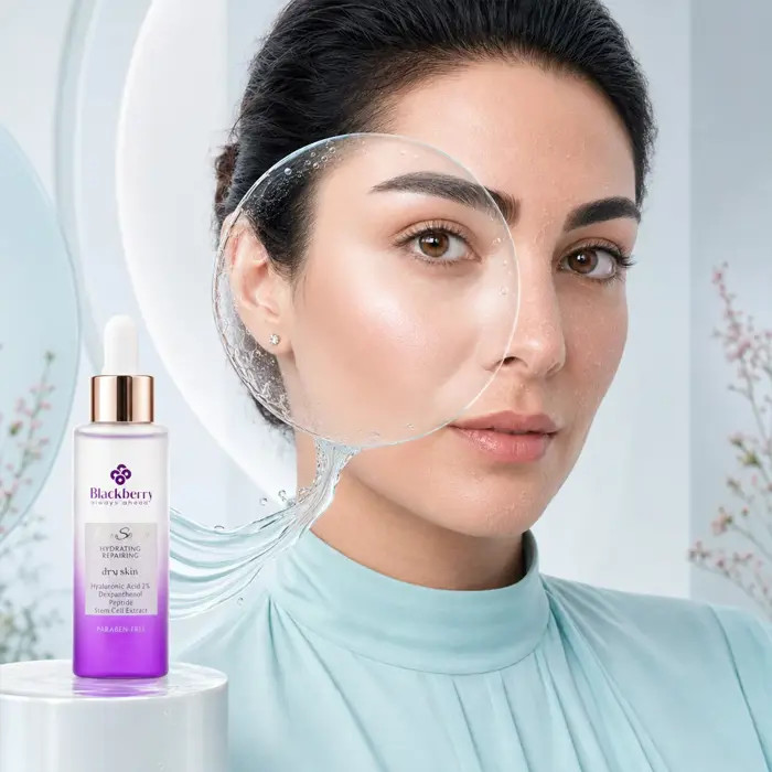 سرم صورت آبرسان و ترمیم کننده بلک بری حاوی2%هیالورونیک اسید و دکسپانتنول مناسب پوست خشک